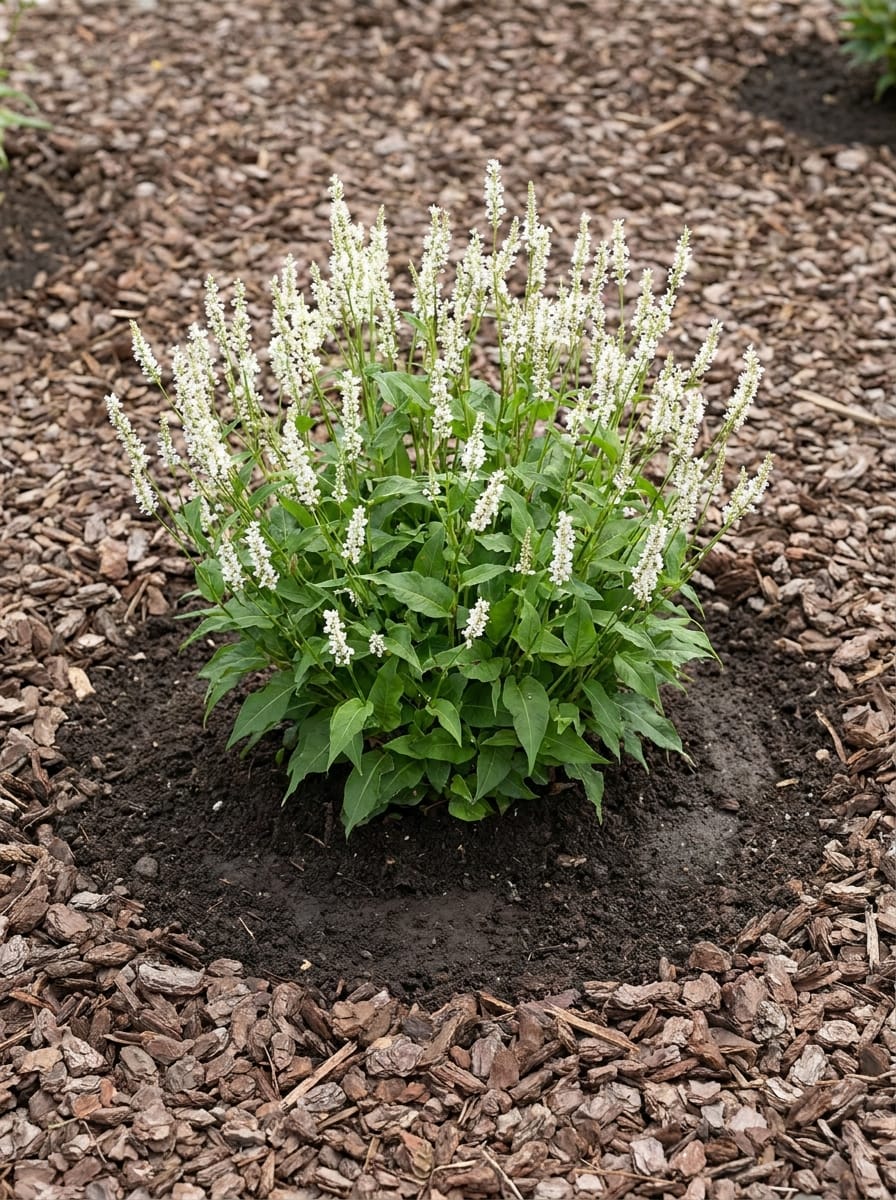 Doorgroeide duizendknoop, Adderwortel, Duizendknoop, Persicaria amplexicaulis 'Alba'